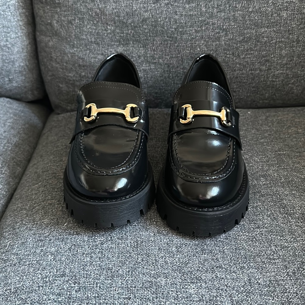 Steve Madden Lando Black Leather Loafers Size 9